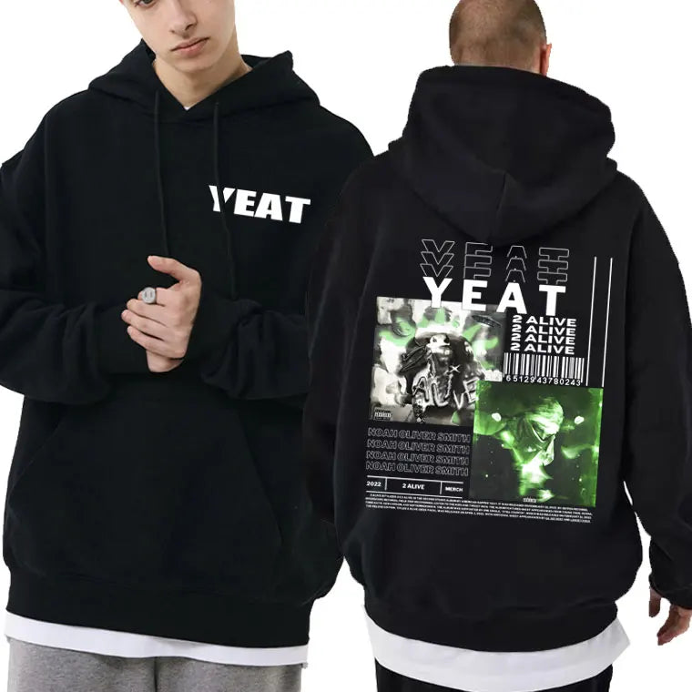 Rapper Yeat 2 Alive Music Album Graphic Hoodie Autumn Winter Men Women Hip Hop Oversized Sweatshirt Male Fashion Casual Hoodies