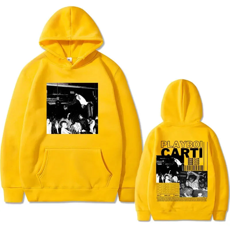 Hip Hop Rapper Playboi Carti Die Lit Music Album Hoodie Men's Fleece Cotton Sweatshirt Pullover Men Vintage Oversized Streetwear