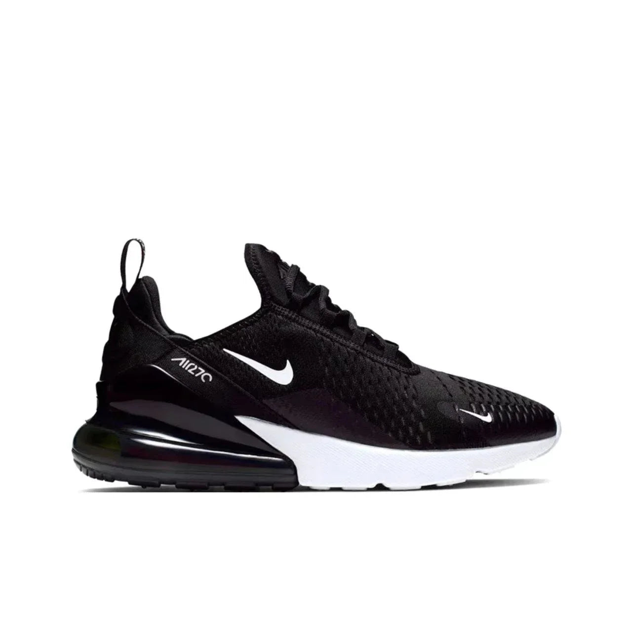 Nike Air Max 270 Mesh Shock Absorption Non-Slip Abrasion Resistant Low Top Air Cushion Running Shoes Unisex Black & White