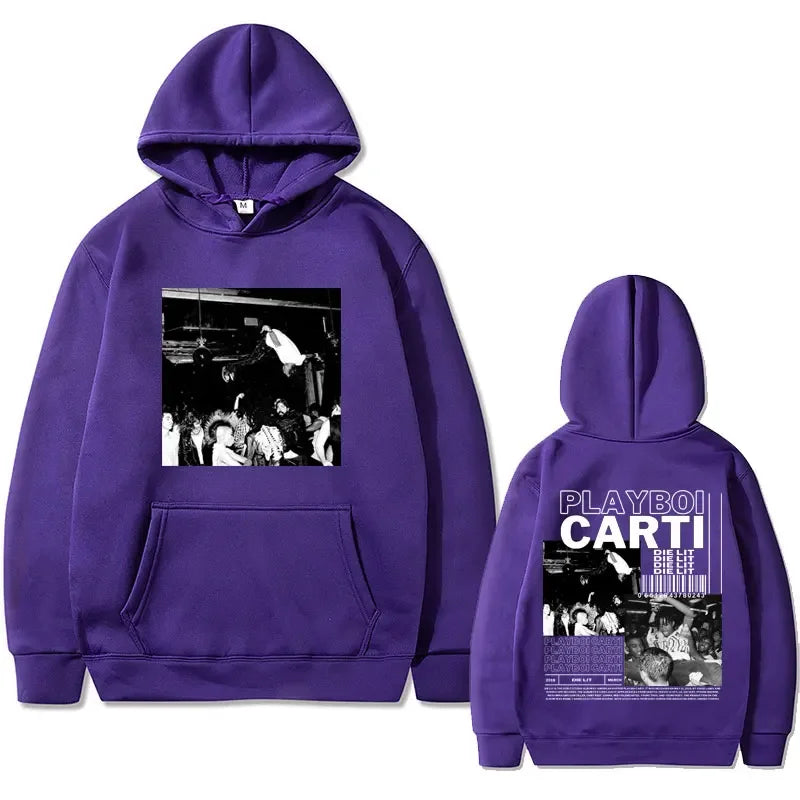 Hip Hop Rapper Playboi Carti Die Lit Music Album Hoodie Men's Fleece Cotton Sweatshirt Pullover Men Vintage Oversized Streetwear