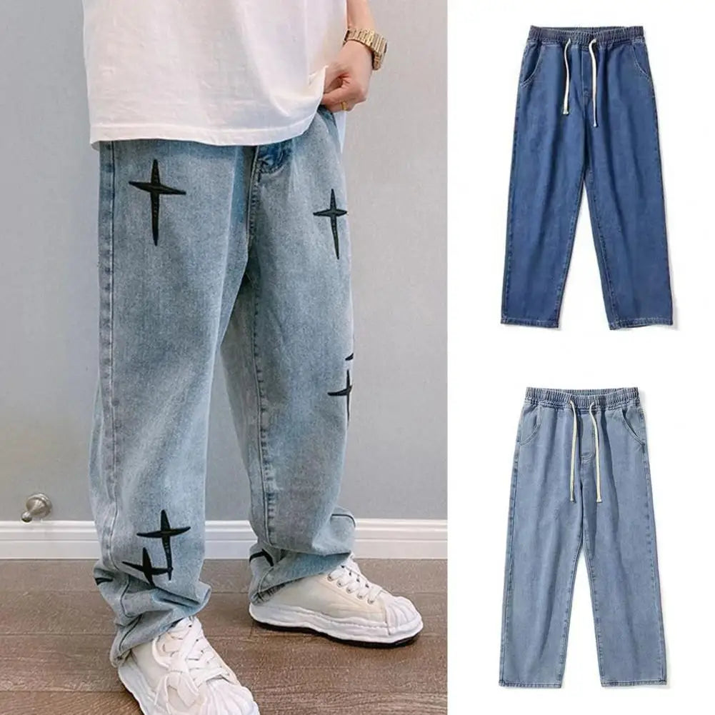 Wide Leg Cargo Pants 2023 Streetwear Baggy men Jeans Spring Autumn Men Korean Fashion Loose Straight Male Brand Clothing Black