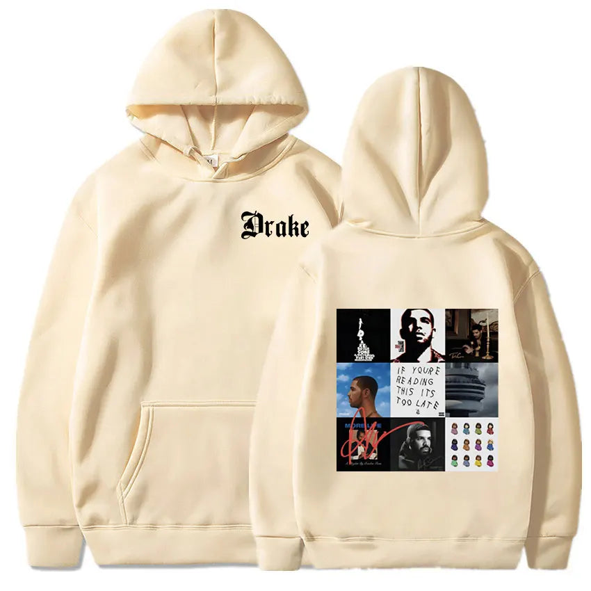 Rapper Drake Music Album Cover Graphic Hoodies Men's Fashion Hip Hop Vintage Sweatshirts Fleece Warm Oversized Hoodie Y2K Unisex