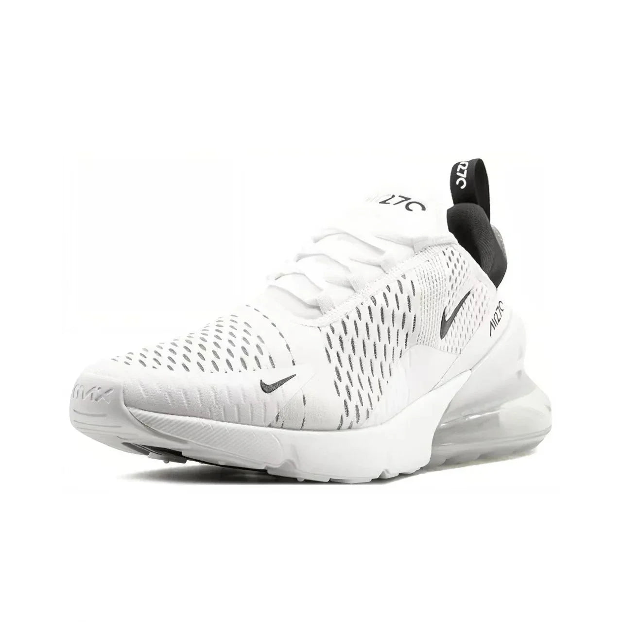 Nike Air Max 270 Mesh Shock Absorption Non-Slip Abrasion Resistant Low Top Air Cushion Running Shoes Unisex Black & White