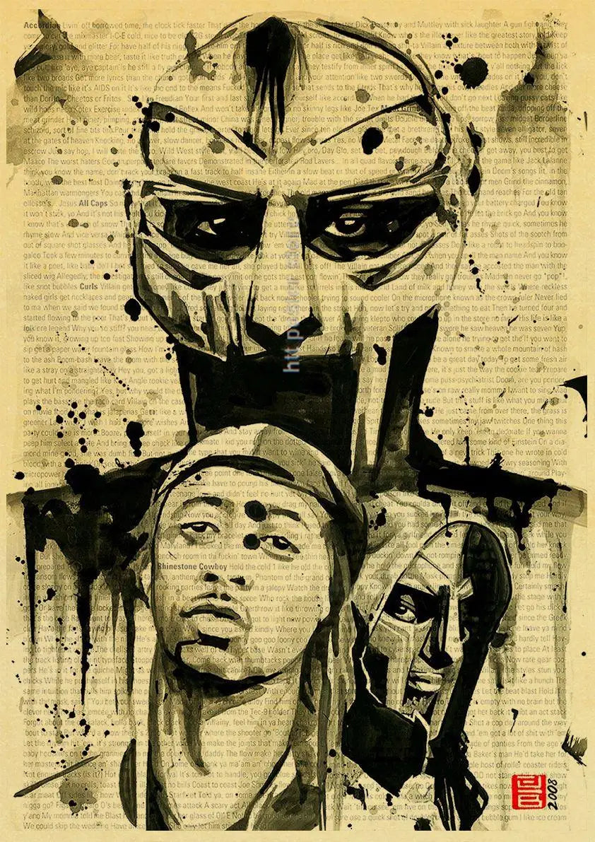 MF Doom Madlib Poster Retro Poster Painting Hip Hop Rap Music Album Star Picture Wall Art For Living Room Home Decor