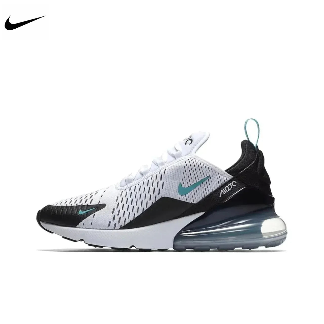 Nike Air Max 270 Mesh Shock Absorption Non-Slip Abrasion Resistant Low Top Air Cushion Running Shoes Unisex Black & White