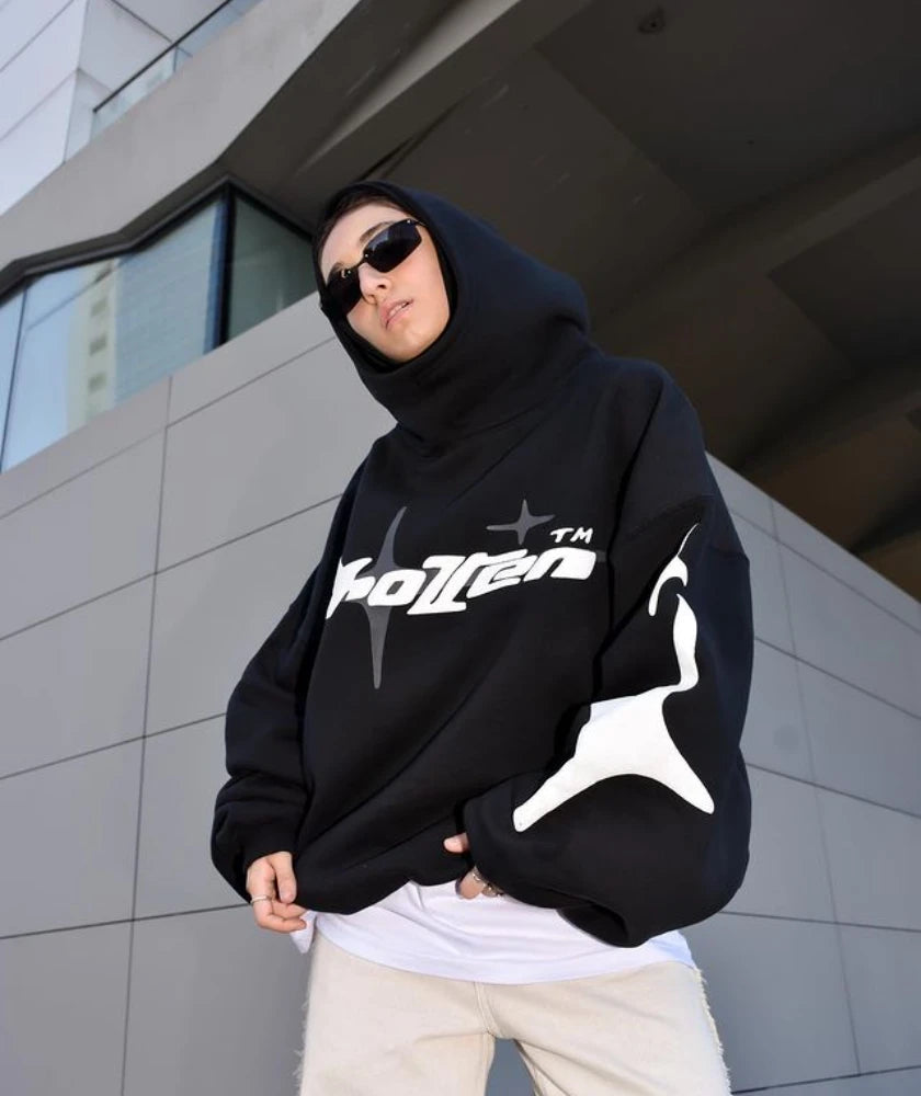 American Couple Foam Hoodie 2024 New Men's and Women's Four Seasons Loose Plus Size Retro Street Y2K Clothes streetwear