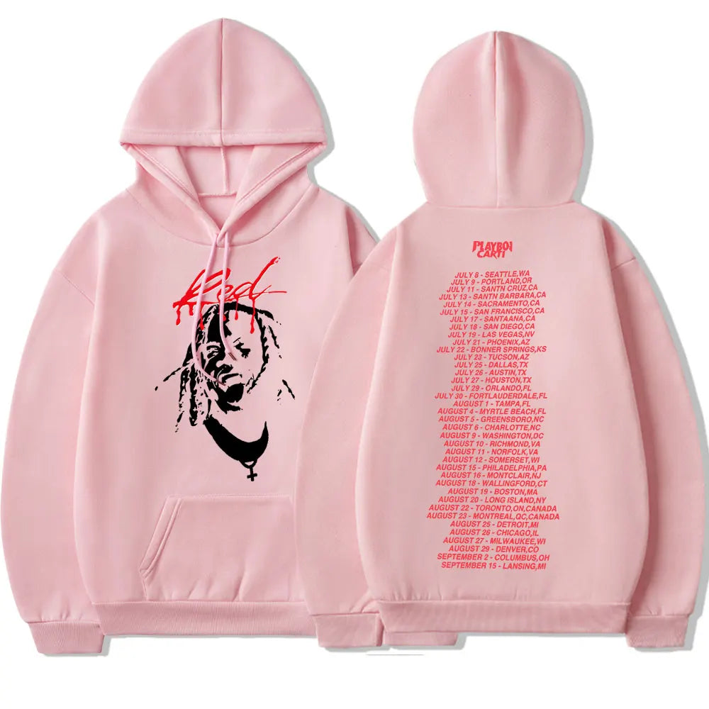 Playboi Carti Hoodie Whole Lotta Red Graphic Hooded Sweatshirt Vintage Hip Hop Long Sleeve Fleece Hoodies Harajuku Streetwear