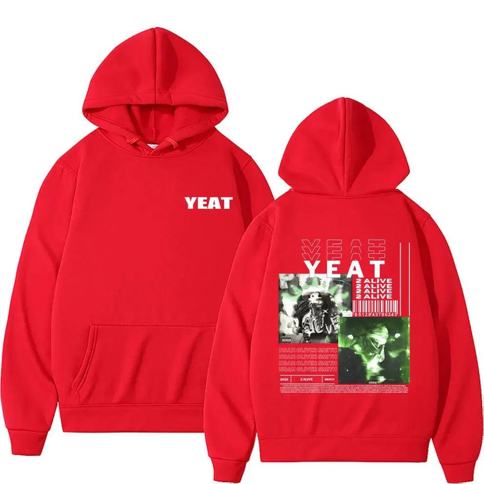 Rapper Yeat 2 Alive Music Album Graphic Hoodie Autumn Winter Men Women Hip Hop Oversized Sweatshirt Male Fashion Casual Hoodies