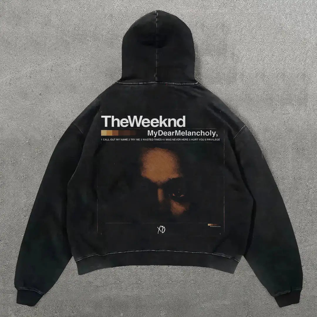 American the weeknd print long sleeve hoodies women y2k tops Goth clothes Harajuku streetwear oversized sweatshirt clothing