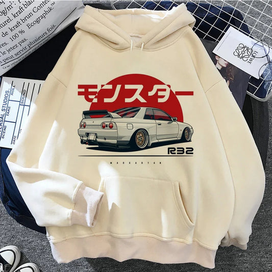 Jdm Printed Hoodie Men/Women Casual Fashion Hooded Shirt Woman y2k Long Sleeves Pullover Sweatshirts Oversized Unisex Clothing