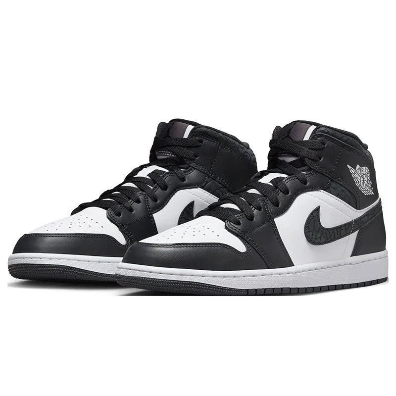 Air Jordan 1 Mid Shock Leather Comfortable Shock Absorbent Anti Slip Wear Resistant Mid Top Retro Basketball Shoes for Men