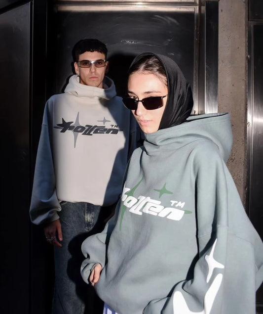 American Couple Foam Hoodie 2024 New Men's and Women's Four Seasons Loose Plus Size Retro Street Y2K Clothes streetwear