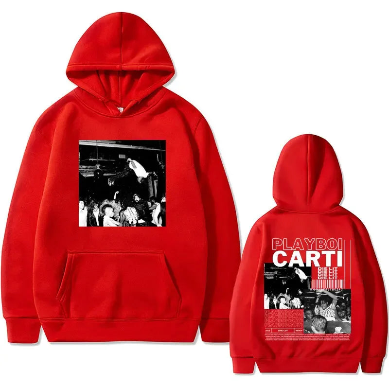 Hip Hop Rapper Playboi Carti Die Lit Music Album Hoodie Men's Fleece Cotton Sweatshirt Pullover Men Vintage Oversized Streetwear