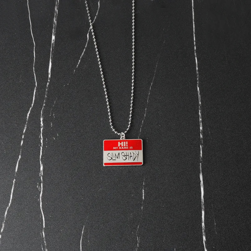 Hip Hop Rock Slim Shady Square Pendants Necklaces for Men Rapper Jewerly Fans Gift