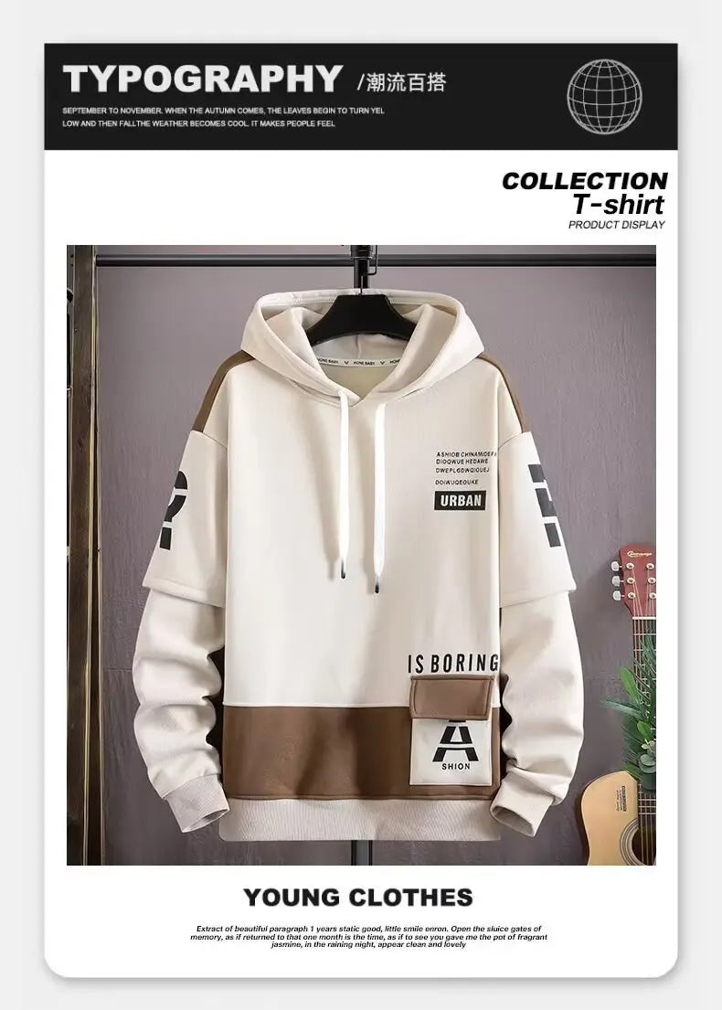 Winter Autumn Men's Hoodie Sweatshirts Hot Sell Trendy Sportswear Long Sleeved O Neck T-shirt  Harajuku Men Clothing 2024 New