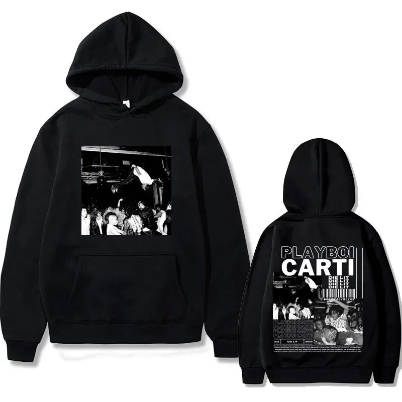 Hip Hop Rapper Playboi Carti Die Lit Music Album Hoodie Men's Fleece Cotton Sweatshirt Pullover Men Vintage Oversized Streetwear