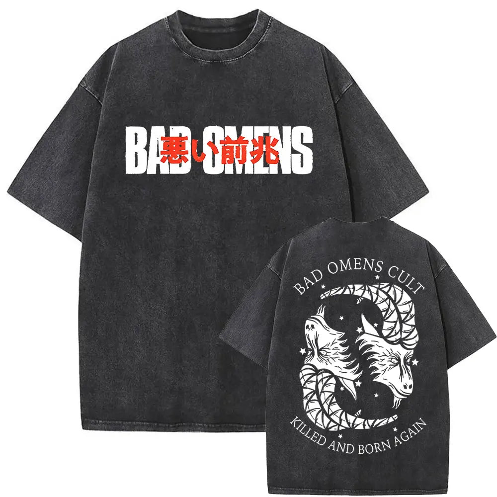 Washed Vintage Bad Omens Band Tshirt THE DEATH OF PEACE OF MIND T-shirts Men Women Oversized T Shirt Men's Rock Gothic T-shirt