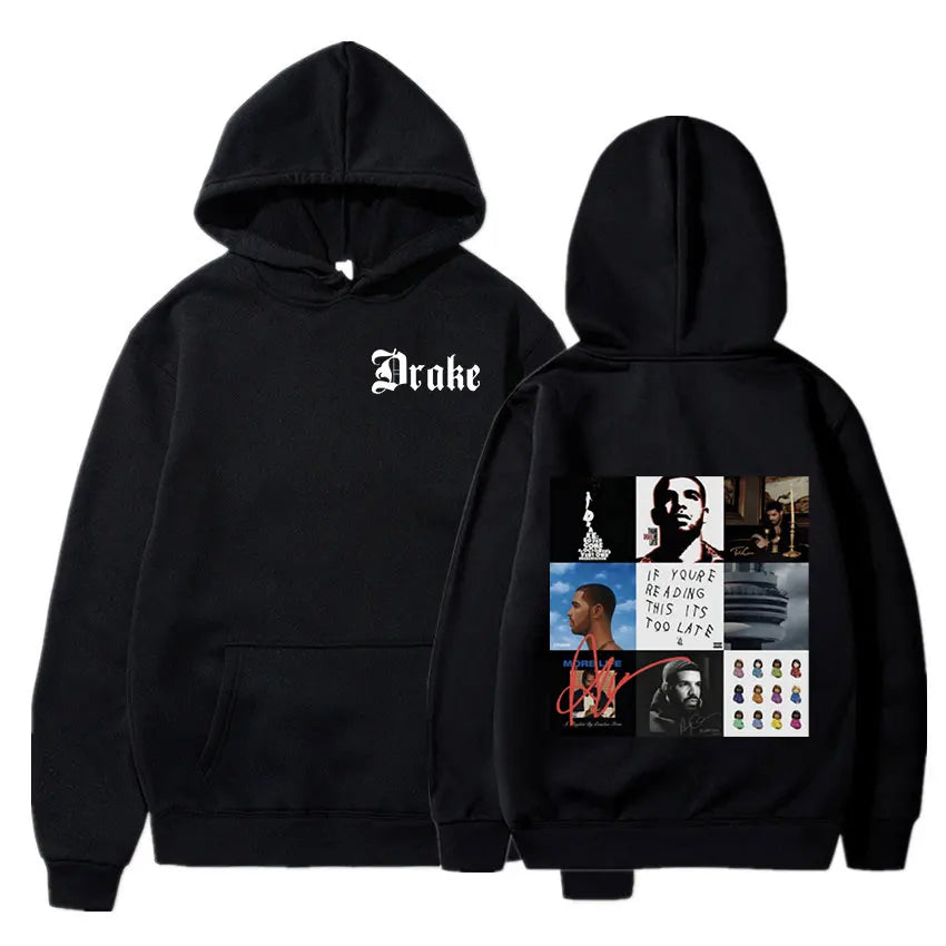 Rapper Drake Music Album Cover Graphic Hoodies Men's Fashion Hip Hop Vintage Sweatshirts Fleece Warm Oversized Hoodie Y2K Unisex