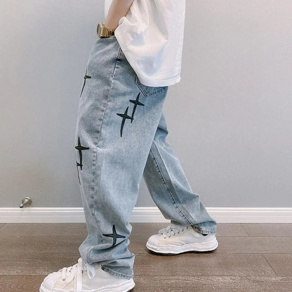 Wide Leg Cargo Pants 2023 Streetwear Baggy men Jeans Spring Autumn Men Korean Fashion Loose Straight Male Brand Clothing Black