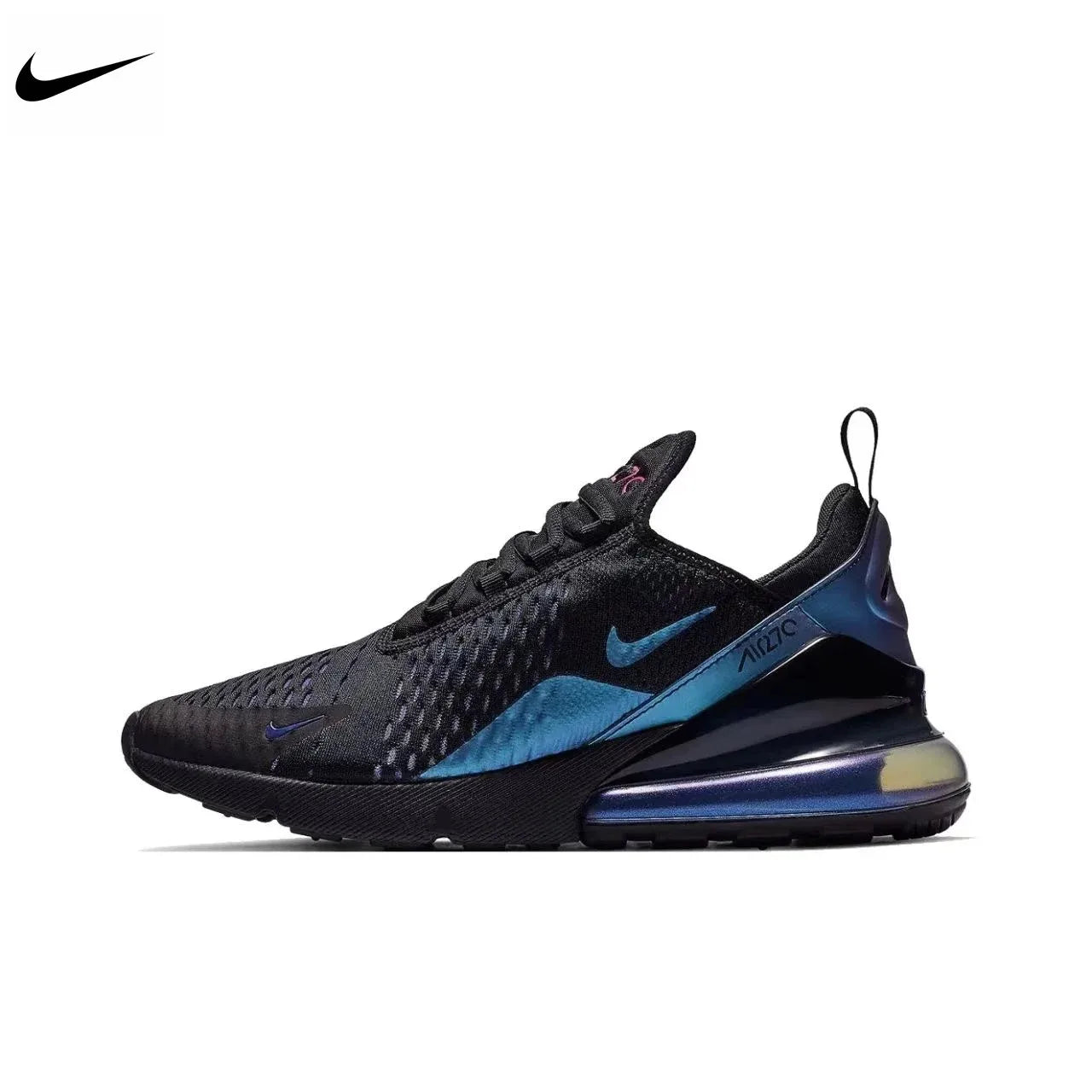 Nike Air Max 270 Mesh Shock Absorption Non-Slip Abrasion Resistant Low Top Air Cushion Running Shoes Unisex Black & White