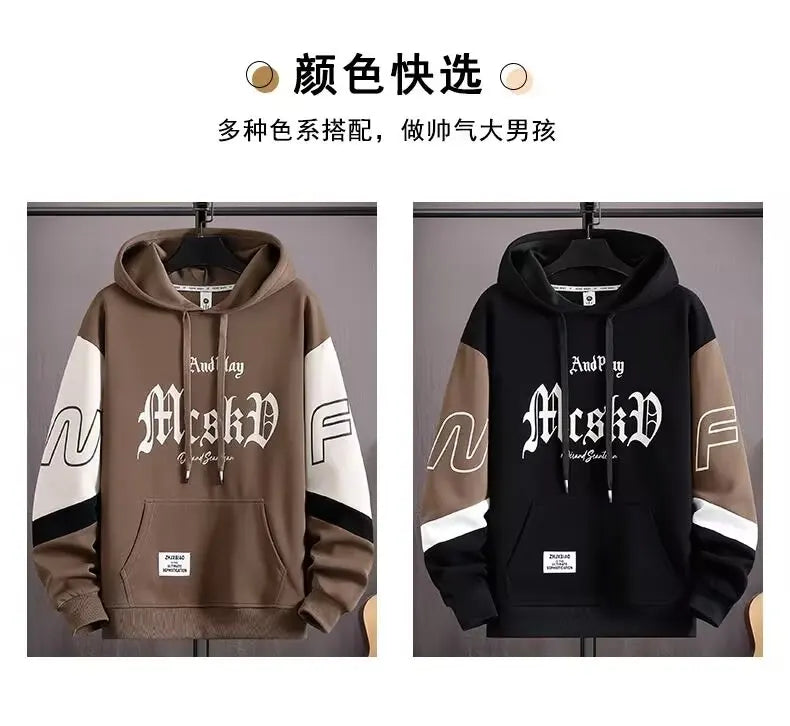 Autumn Men's Black Hoodie Sweatshirts Hot Sell Trendy Sportswear Long Sleeved O Neck T-shirt  Harajuku Streetwear  Men Clothing