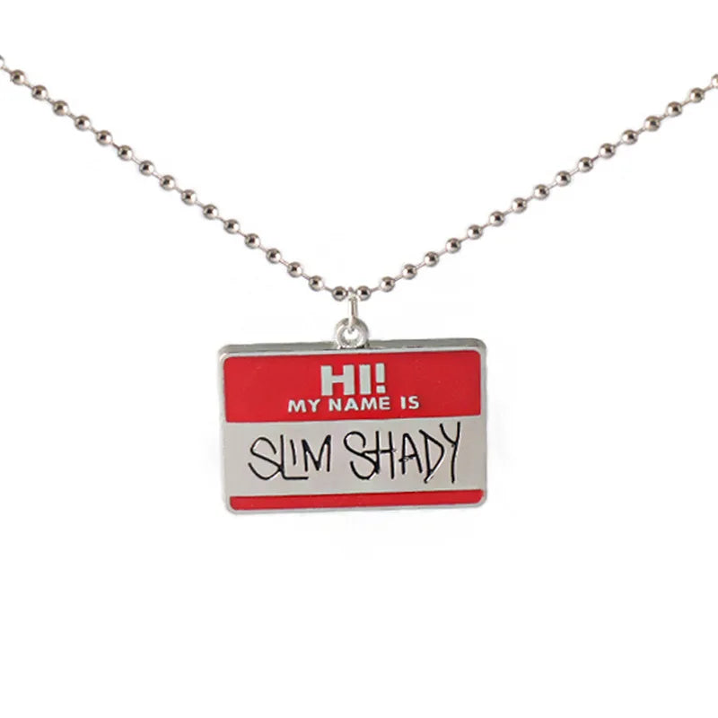 Hip Hop Rock Slim Shady Square Pendants Necklaces for Men Rapper Jewerly Fans Gift