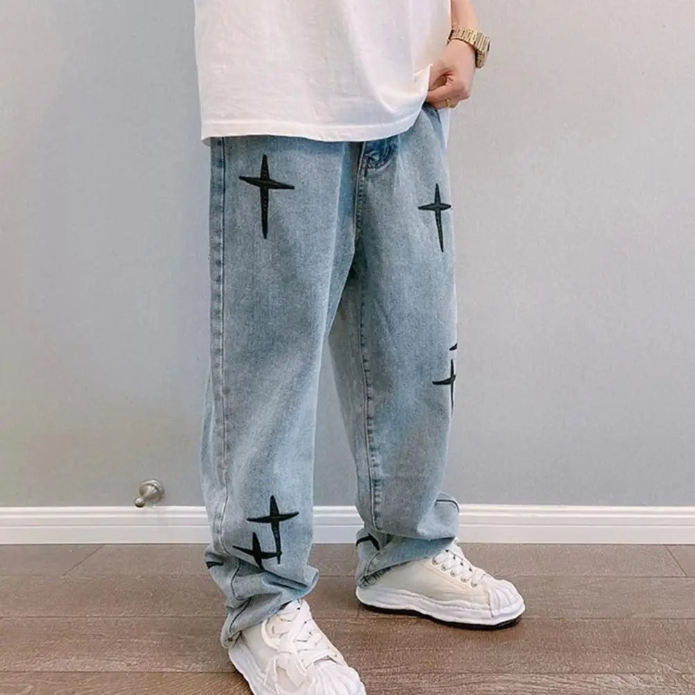 Wide Leg Cargo Pants 2023 Streetwear Baggy men Jeans Spring Autumn Men Korean Fashion Loose Straight Male Brand Clothing Black