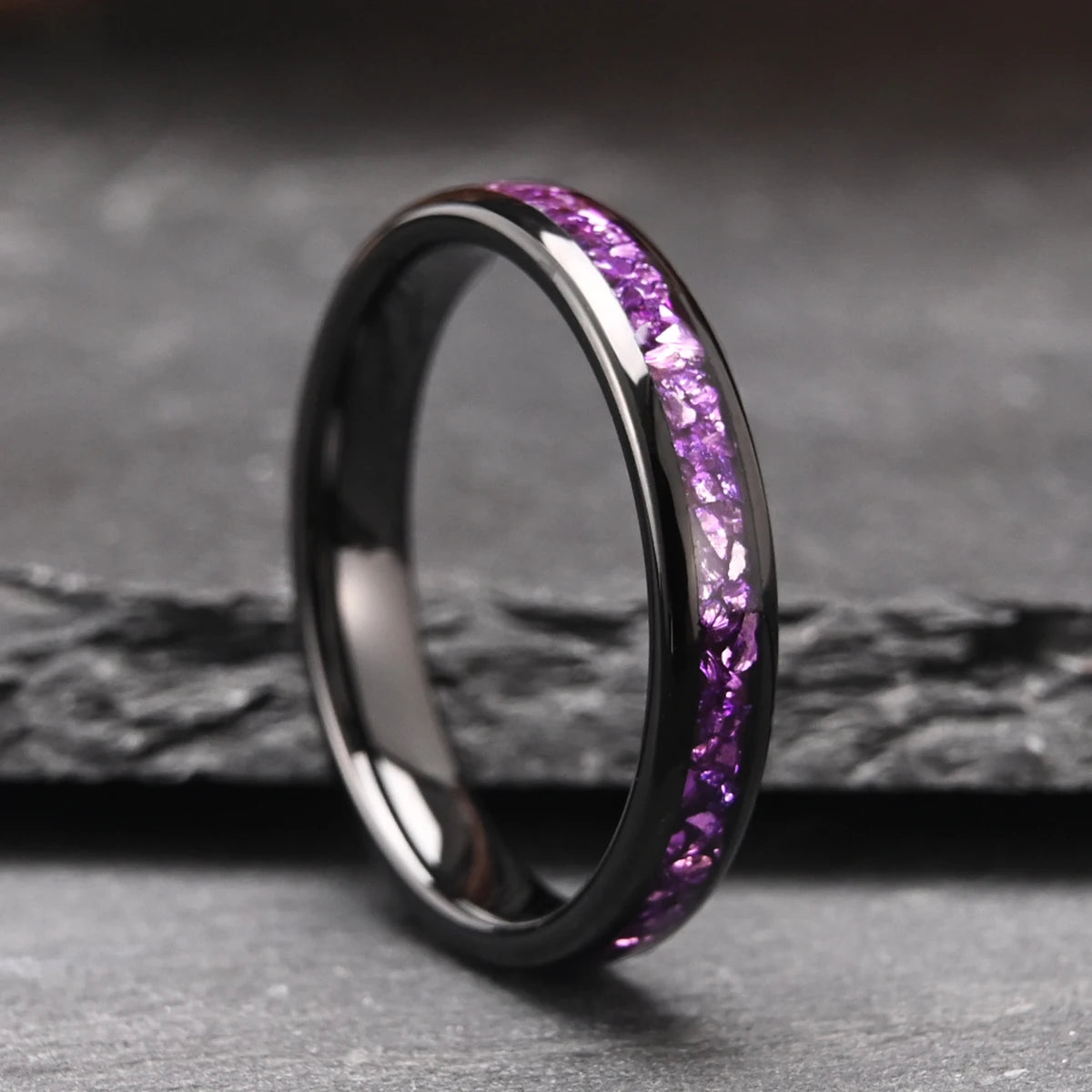 8mm Amethyst Tungsten Carbide Ring, Mens Womens Engagement Wedding Rings, Perfect for Anyone Jewelry Gift