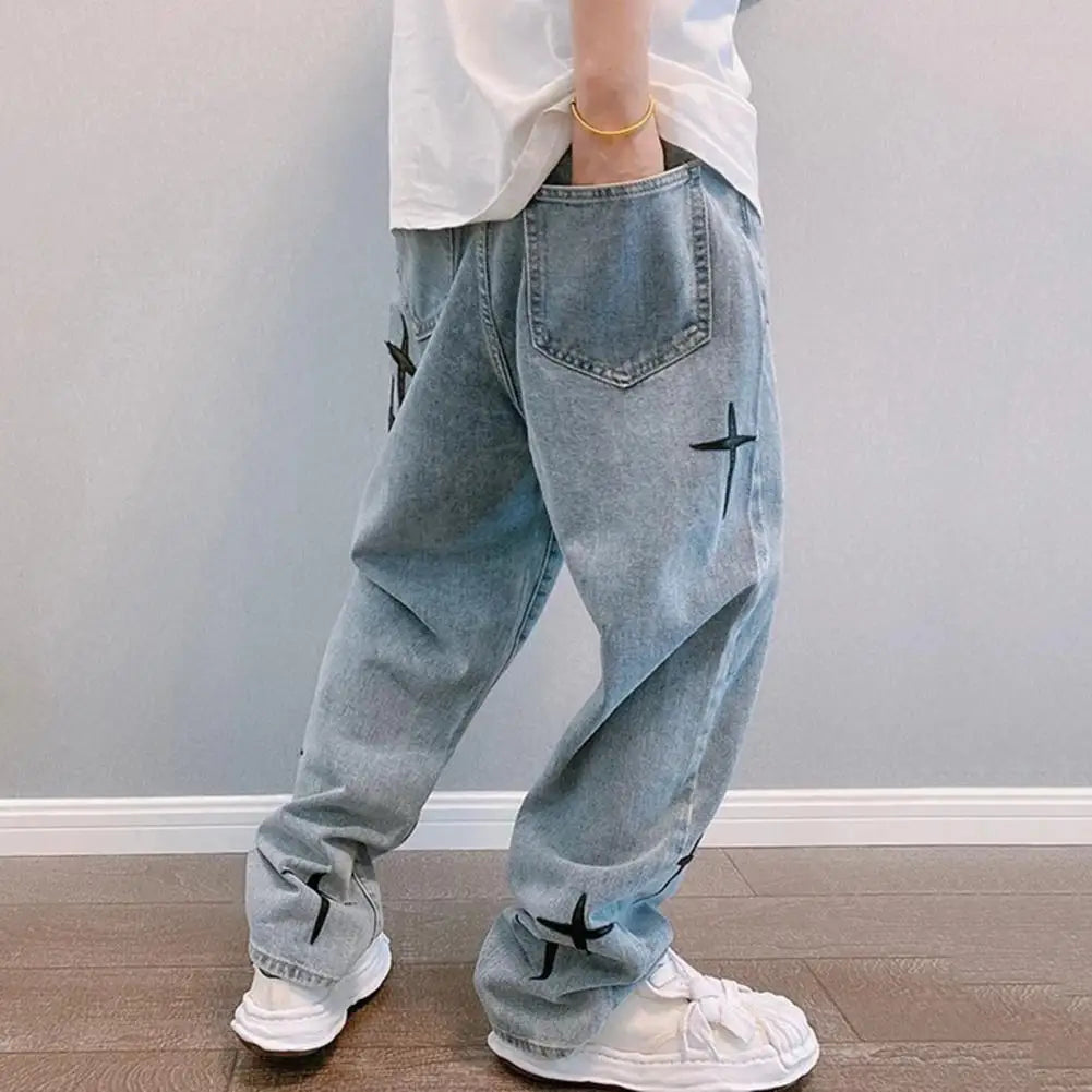 Wide Leg Cargo Pants 2023 Streetwear Baggy men Jeans Spring Autumn Men Korean Fashion Loose Straight Male Brand Clothing Black