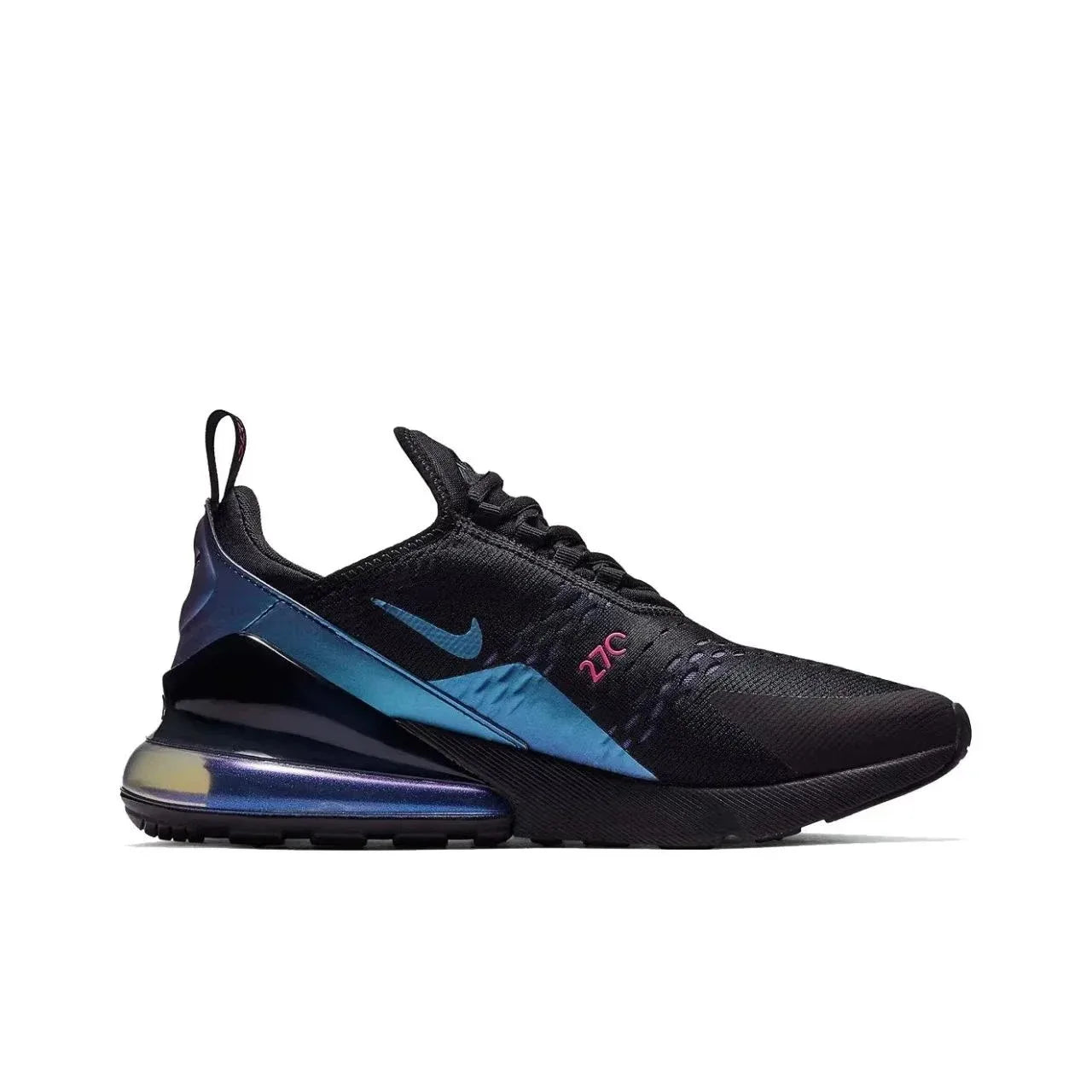 Nike Air Max 270 Mesh Shock Absorption Non-Slip Abrasion Resistant Low Top Air Cushion Running Shoes Unisex Black & White