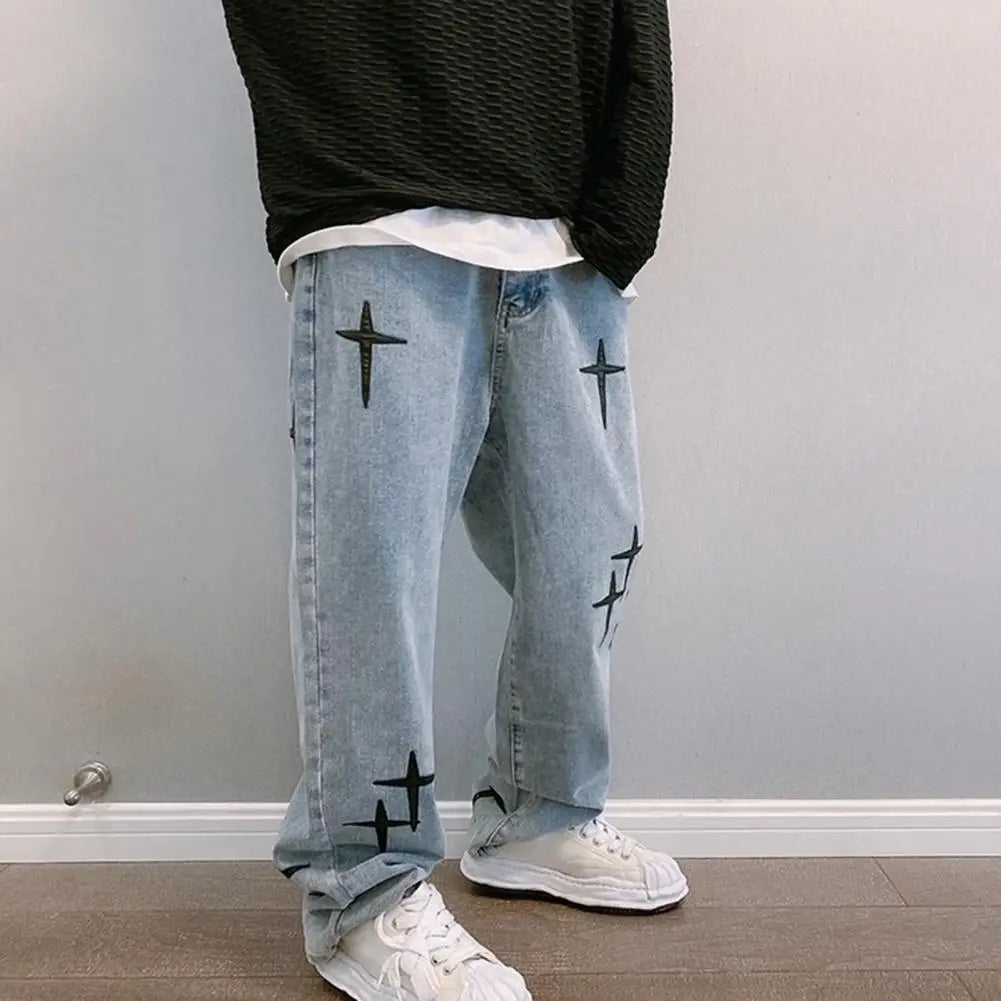 Wide Leg Cargo Pants 2023 Streetwear Baggy men Jeans Spring Autumn Men Korean Fashion Loose Straight Male Brand Clothing Black