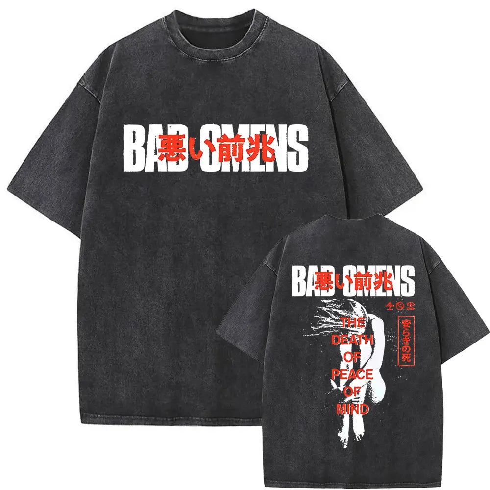 Washed Vintage Bad Omens Band Tshirt THE DEATH OF PEACE OF MIND T-shirts Men Women Oversized T Shirt Men's Rock Gothic T-shirt