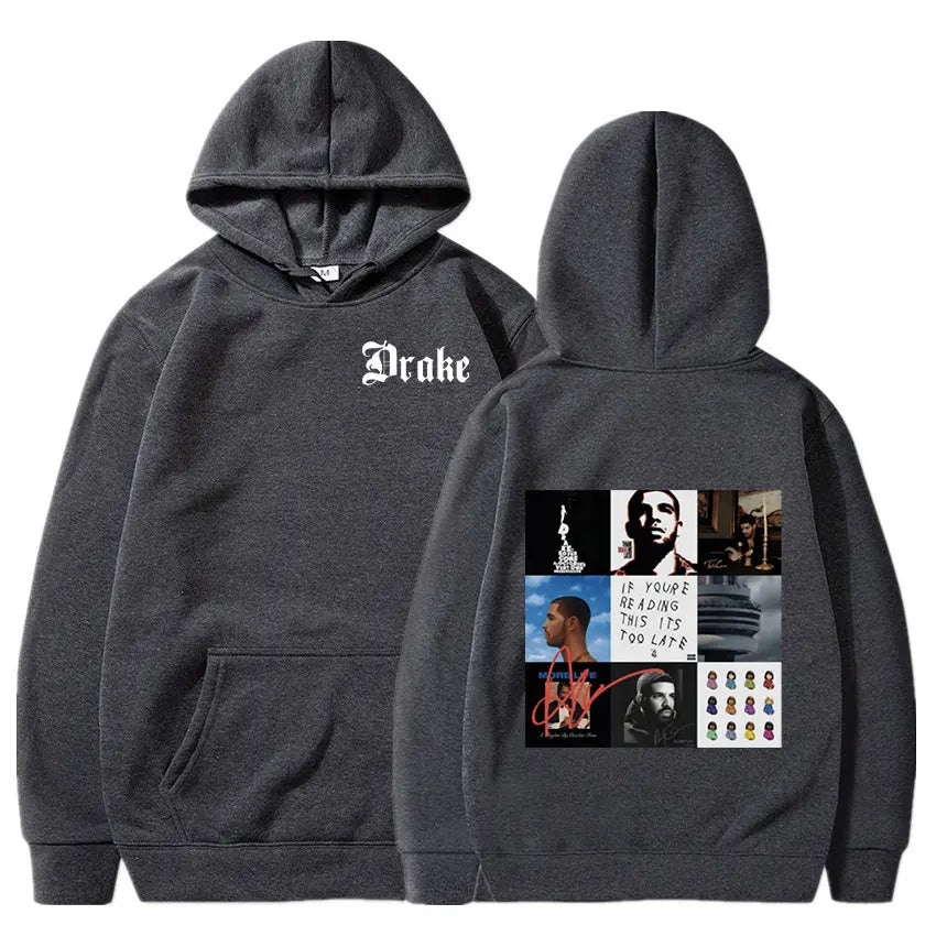 Rapper Drake Music Album Cover Graphic Hoodies Men's Fashion Hip Hop Vintage Sweatshirts Fleece Warm Oversized Hoodie Y2K Unisex