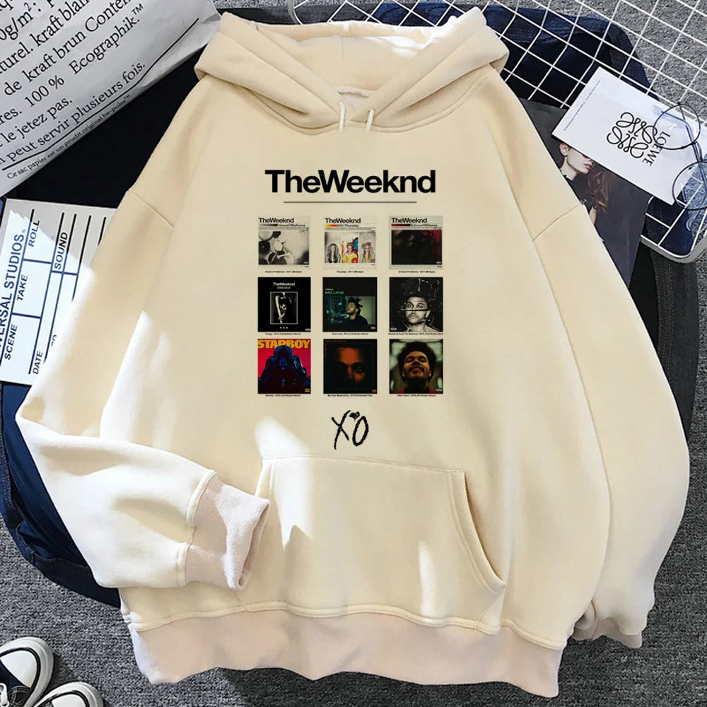 the Weeknd hoodies women vintage Fleece Hood sweatshirts women japanese Pullover