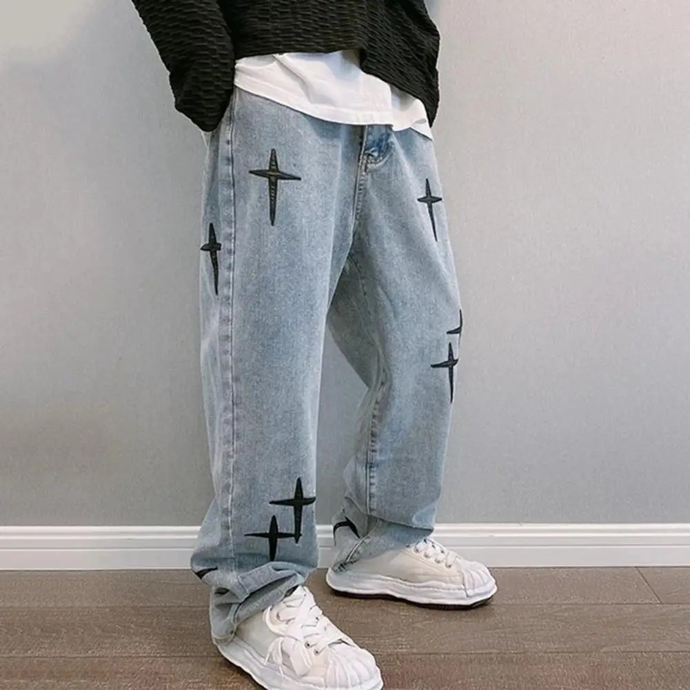 Wide Leg Cargo Pants 2023 Streetwear Baggy men Jeans Spring Autumn Men Korean Fashion Loose Straight Male Brand Clothing Black