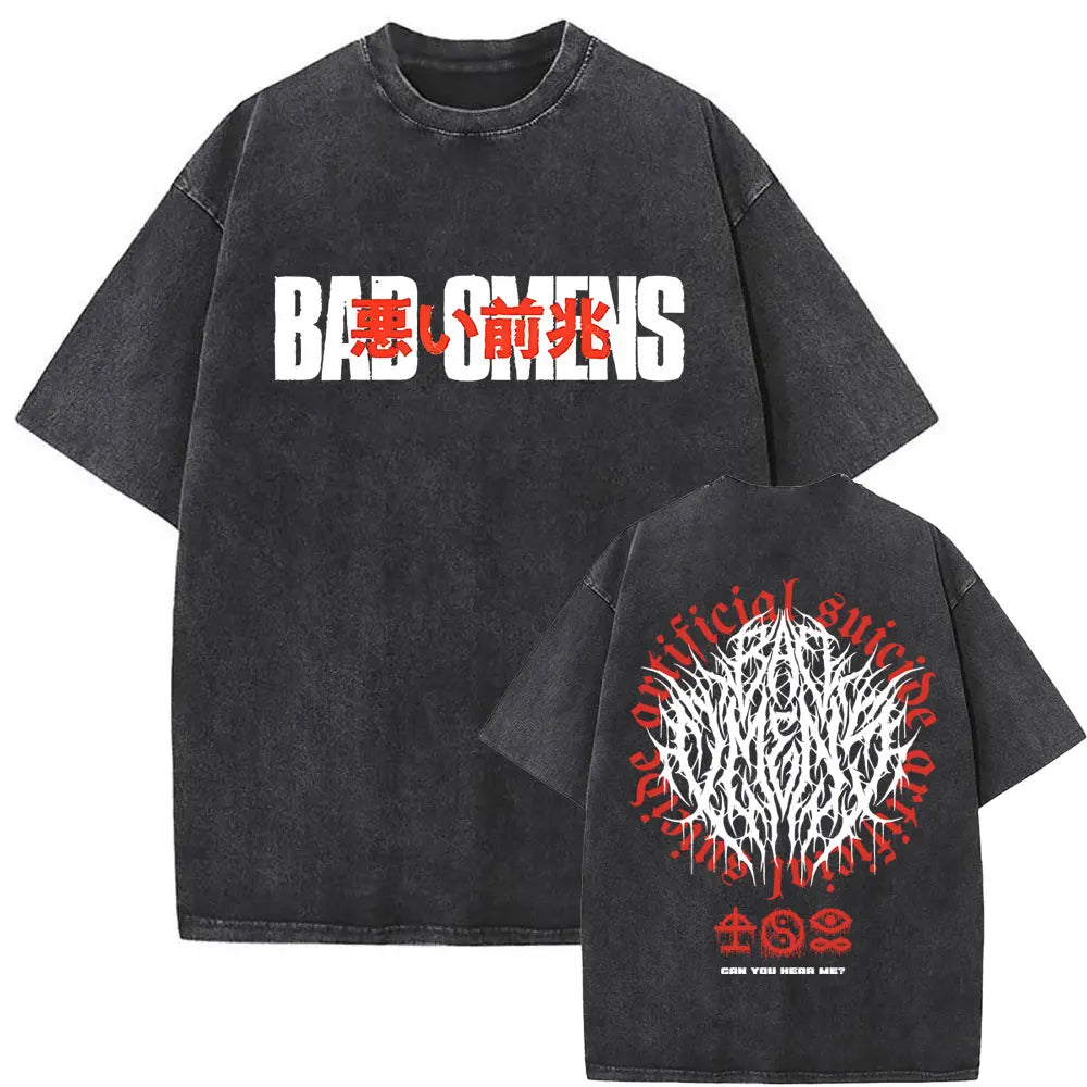 Washed Vintage Bad Omens Band Tshirt THE DEATH OF PEACE OF MIND T-shirts Men Women Oversized T Shirt Men's Rock Gothic T-shirt