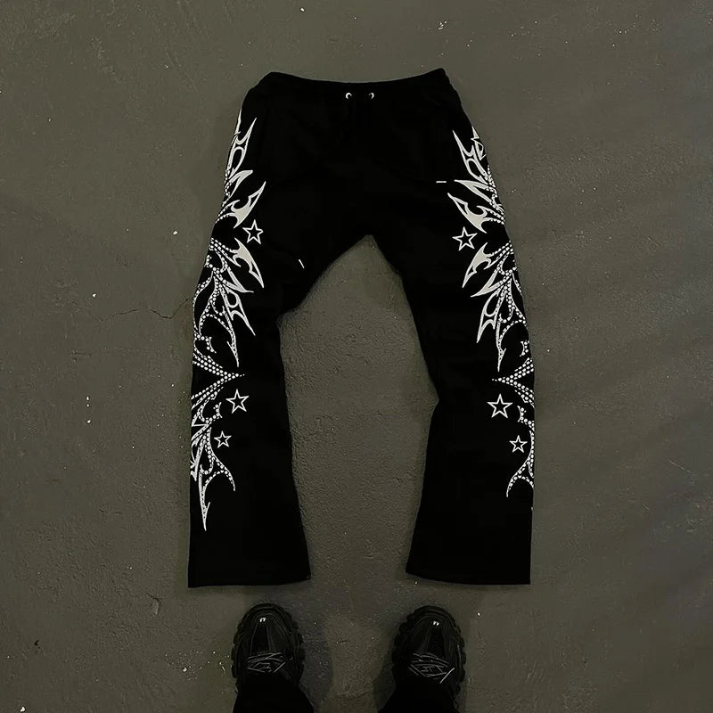 Y2k Pants Men Loose 3D Print Trousers Casual Sweatpants Mid Waist Sporty Female Clothes Streetwear Hip Hop Vintage Flared Pants