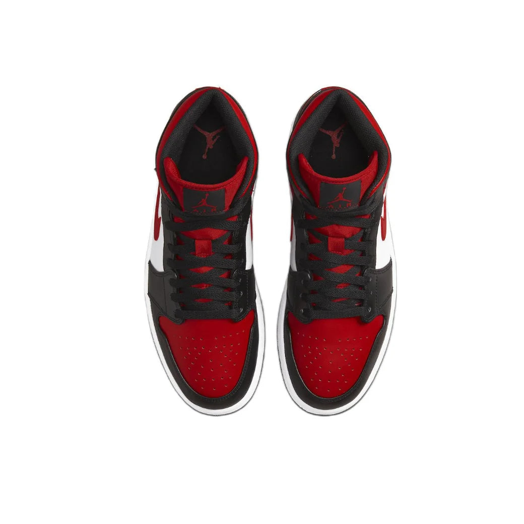 Nike Original Air Jordan 1 Mid Mens Retro Classic Basketball Sneakers Classic Black and Red Colorway