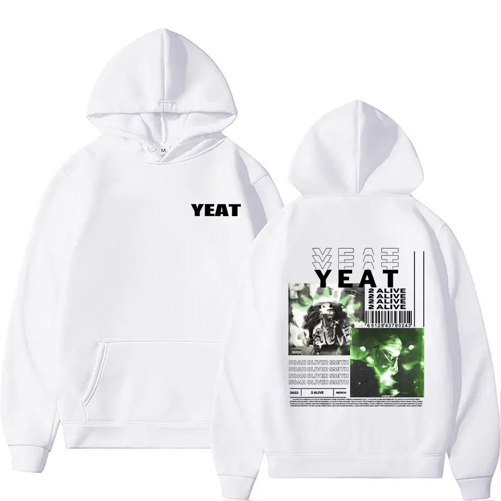 Rapper Yeat 2 Alive Music Album Graphic Hoodie Autumn Winter Men Women Hip Hop Oversized Sweatshirt Male Fashion Casual Hoodies