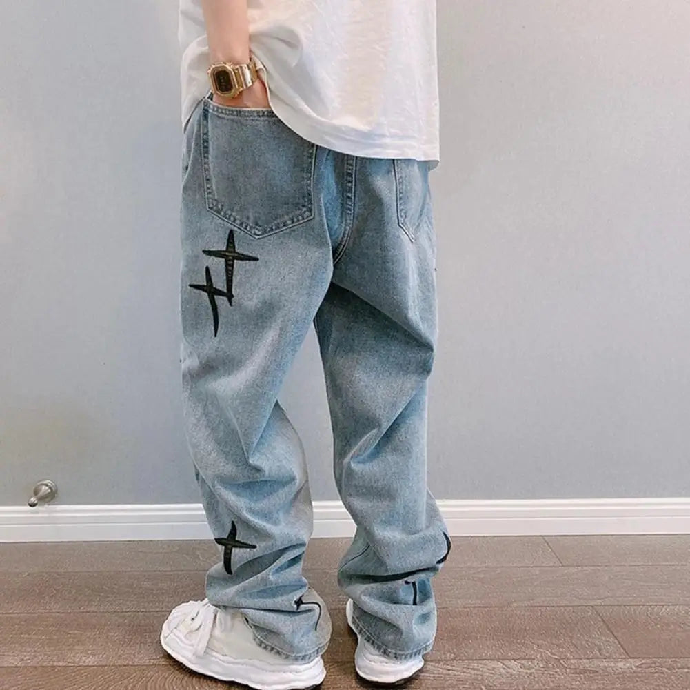 Wide Leg Cargo Pants 2023 Streetwear Baggy men Jeans Spring Autumn Men Korean Fashion Loose Straight Male Brand Clothing Black