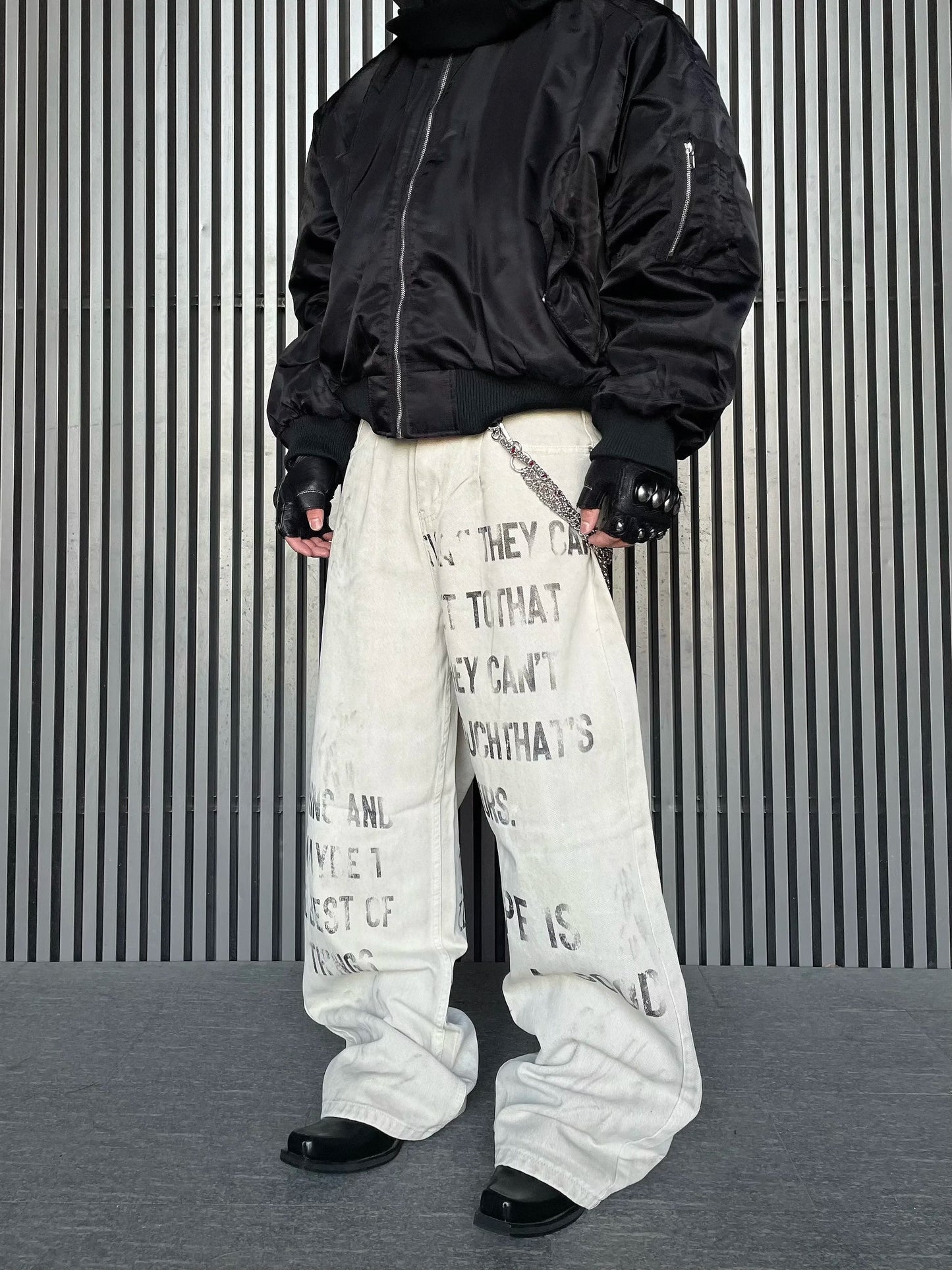 Uncledonjm Letter Print Dirty Jeans Men High Street Y2k Men’s Jeans Harajuku Baggy Jeans