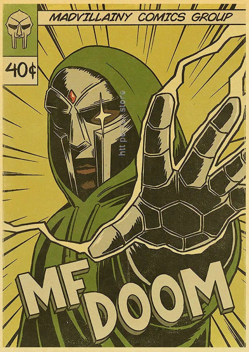 MF Doom Madlib Poster Retro Poster Painting Hip Hop Rap Music Album Star Picture Wall Art For Living Room Home Decor