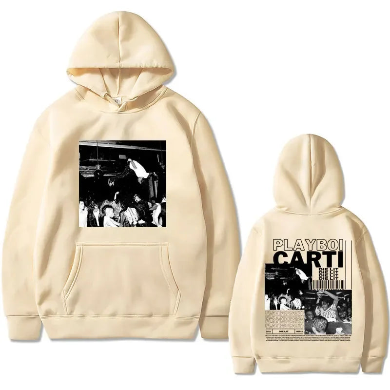 Hip Hop Rapper Playboi Carti Die Lit Music Album Hoodie Men's Fleece Cotton Sweatshirt Pullover Men Vintage Oversized Streetwear