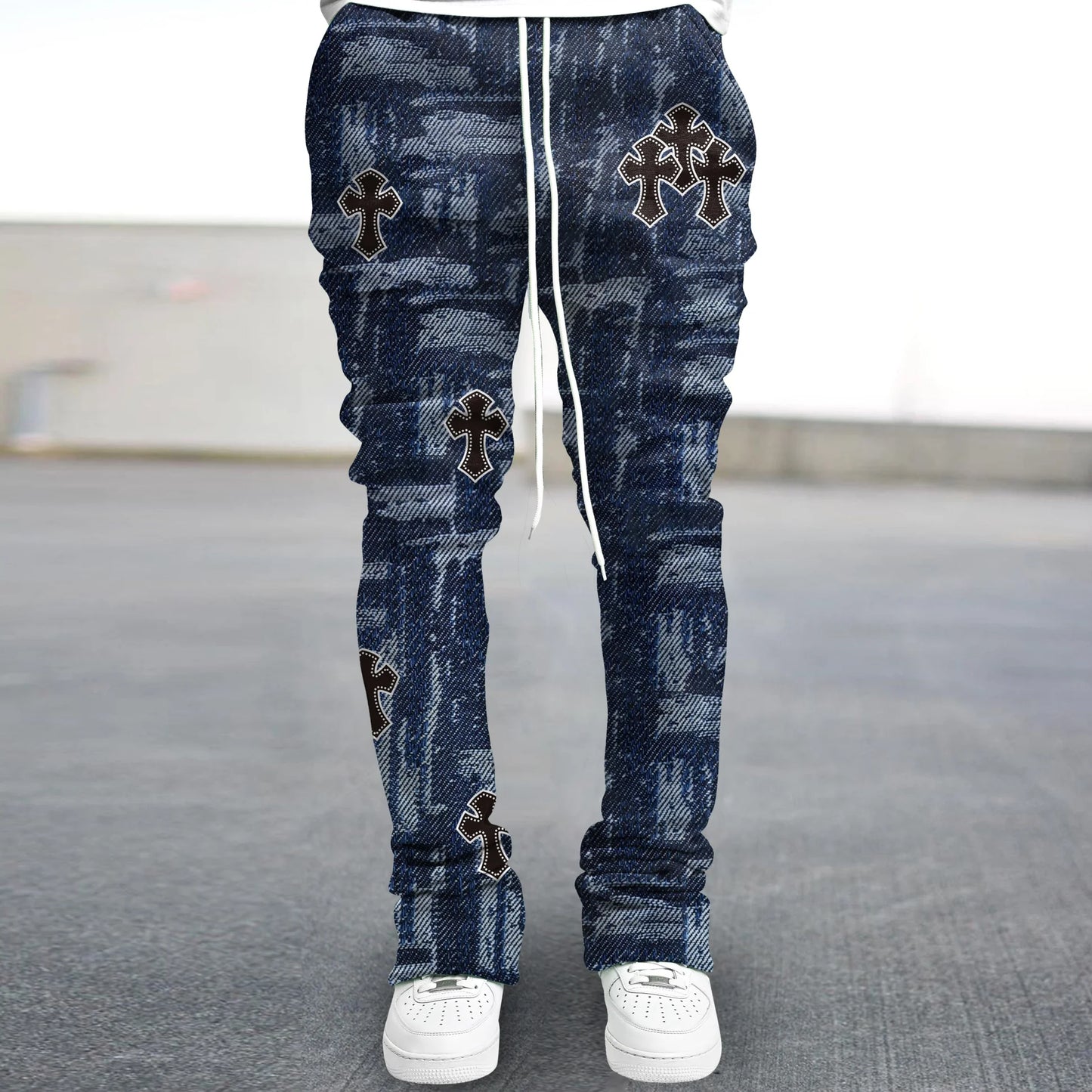 Y2k Pants Men Loose 3D Print Trousers Casual Sweatpants Mid Waist Sporty Female Clothes Streetwear Hip Hop Vintage Flared Pants