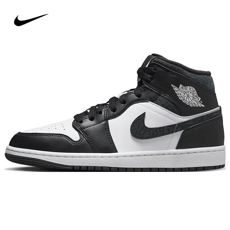 Air Jordan 1 Mid Shock Leather Comfortable Shock Absorbent Anti Slip Wear Resistant Mid Top Retro Basketball Shoes for Men