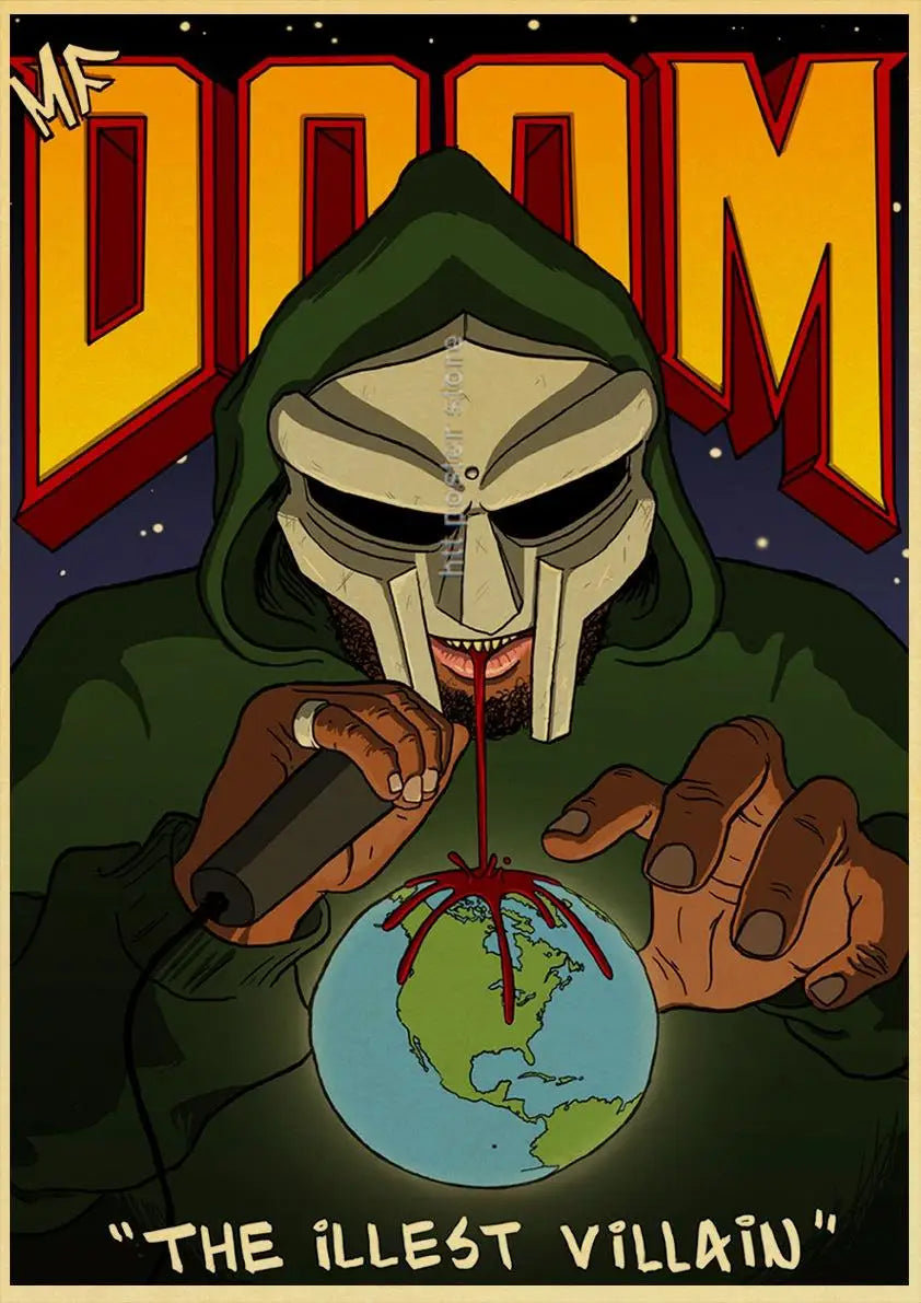 MF Doom Madlib Poster Retro Poster Painting Hip Hop Rap Music Album Star Picture Wall Art For Living Room Home Decor