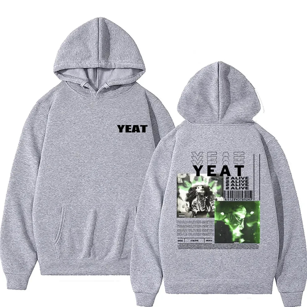 Rapper Yeat 2 Alive Music Album Graphic Hoodie Autumn Winter Men Women Hip Hop Oversized Sweatshirt Male Fashion Casual Hoodies