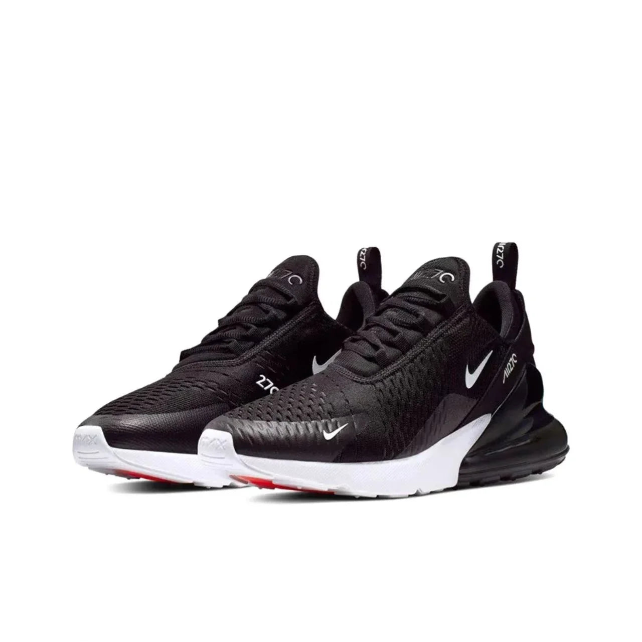 Nike Air Max 270 Mesh Shock Absorption Non-Slip Abrasion Resistant Low Top Air Cushion Running Shoes Unisex Black & White