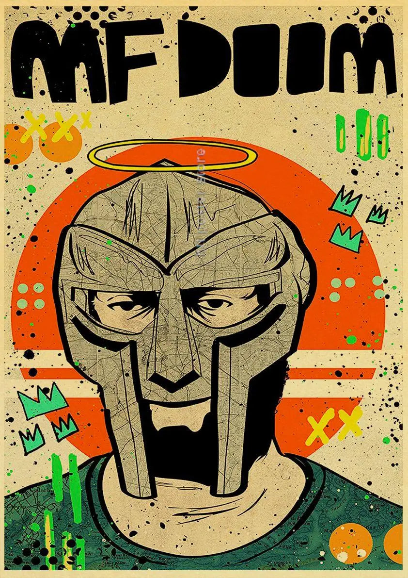 MF Doom Madlib Poster Retro Poster Painting Hip Hop Rap Music Album Star Picture Wall Art For Living Room Home Decor