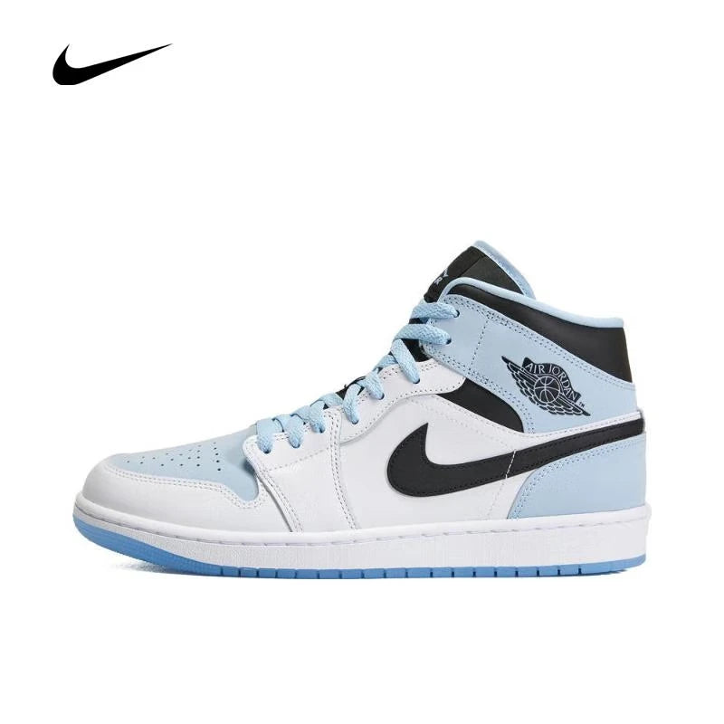 Air Jordan 1 Mid Shock Leather Comfortable Shock Absorbent Anti Slip Wear Resistant Mid Top Retro Basketball Shoes for Men